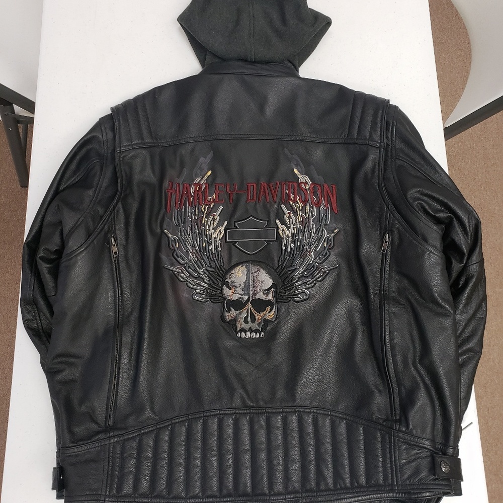 Mens 2X Harley Davidson zip in leather jacket
